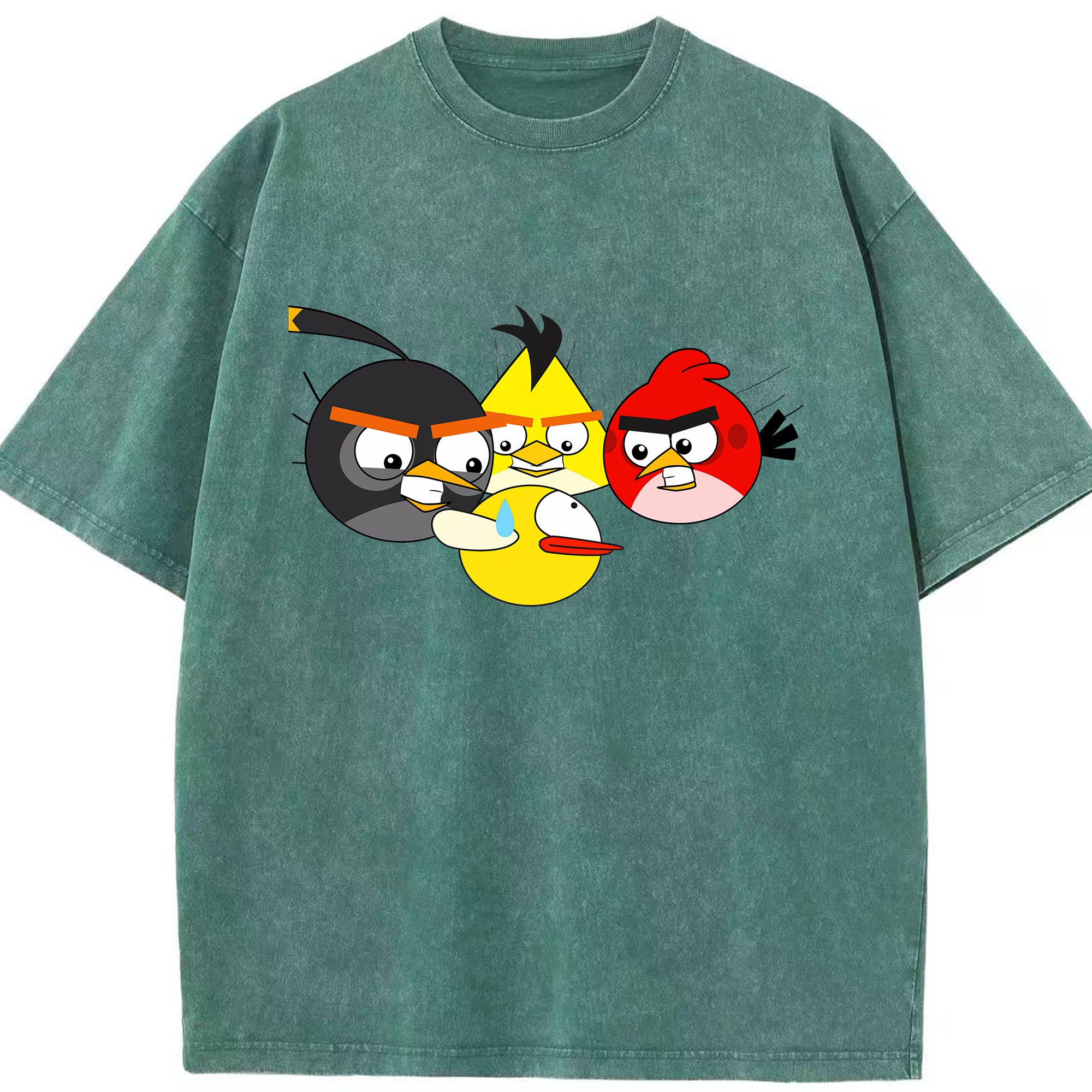 （画像用） Angry Birds アングリーバード 綿100% ヴィンテージ風 半袖Tシャツ（フロントプリント）
